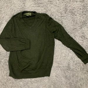 Eddie Bauer Mens V Neck Sweater Green Size Large
